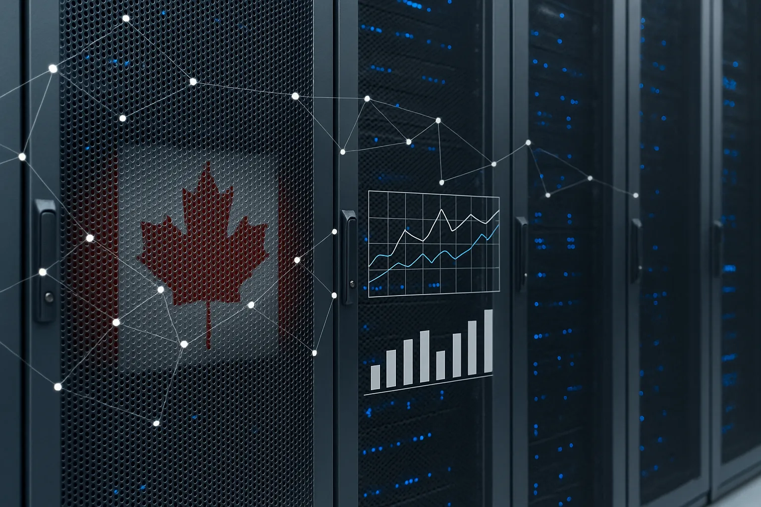 Server room with Canadian web hosting infrastructure