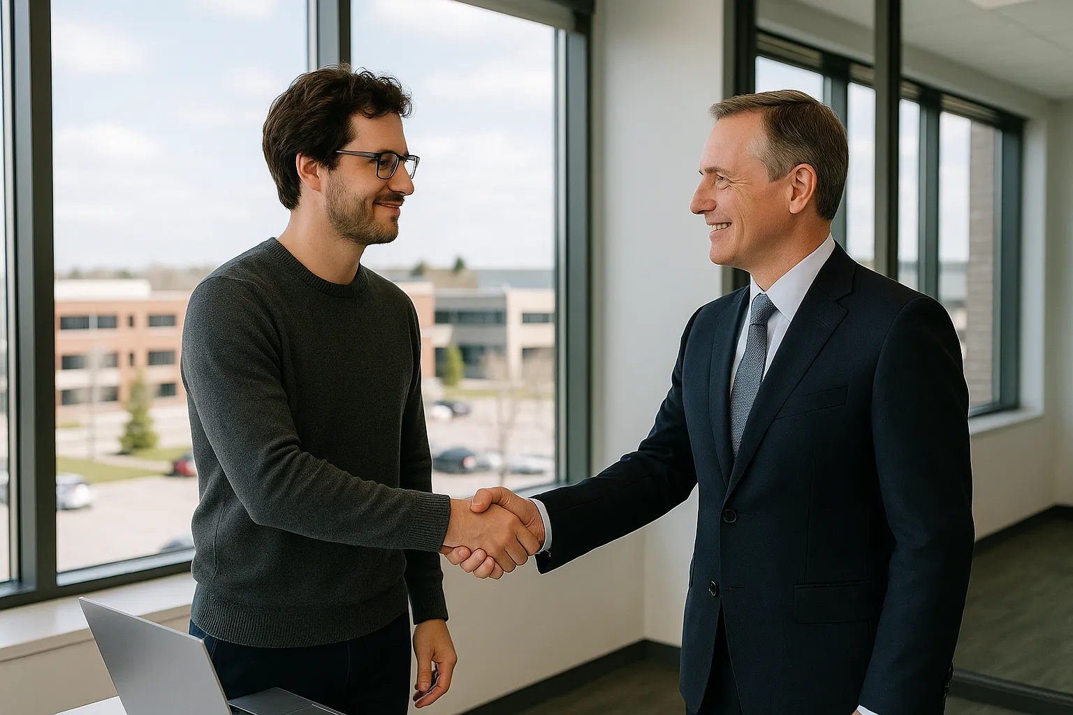 Local Markham web developer meeting with business client